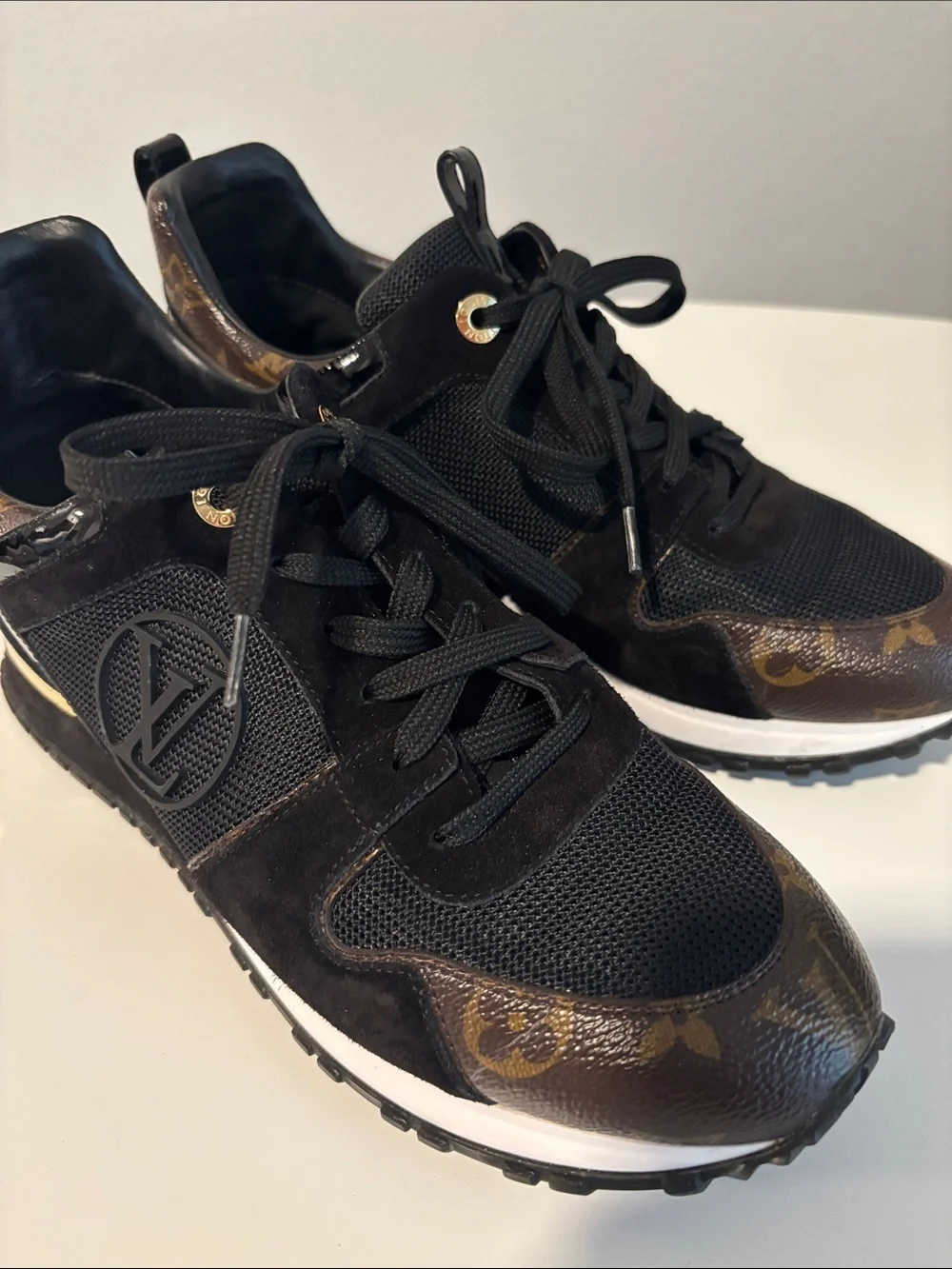 Louis Vuitton Black & Gold Monogram Trail Runner Sneakers